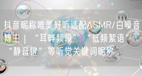 抖音昵称唯美好听适配ASMR/白噪音博主｜“耳畔频段”“低频絮语”“静音键”等听觉关键词昵称